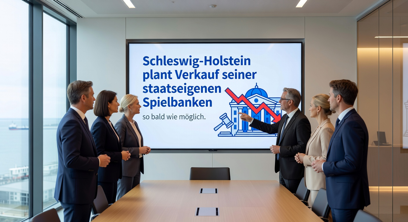 Innenansicht einer Spielbank mit Roulette-Tisch, Spielern und eleganter Beleuchtung, illustriert den Alltag in Schleswig-Holsteins Casinos vor der Privatisierung