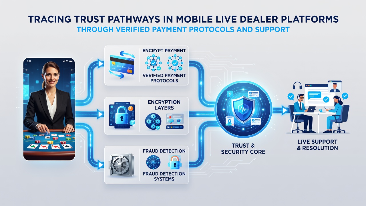 Support-Netzwerke und verifizierte Protokolle in Aktion auf einer mobilen Live-Dealer-Plattform